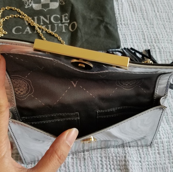 Vince Camuto Tassel Crossbody Black/Silver Bag - Picture 5 of 6